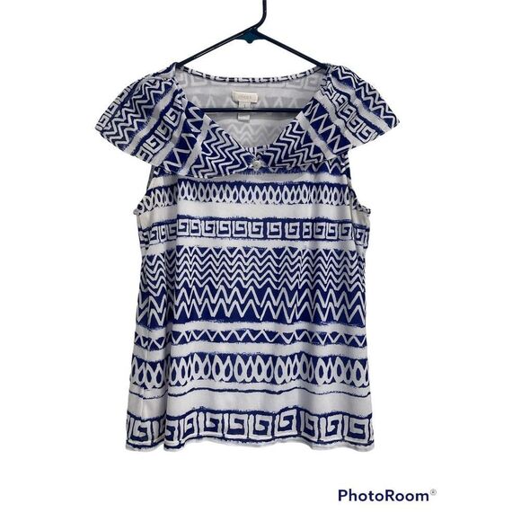 Chico’s size M blue and white top - Picture 6 of 6